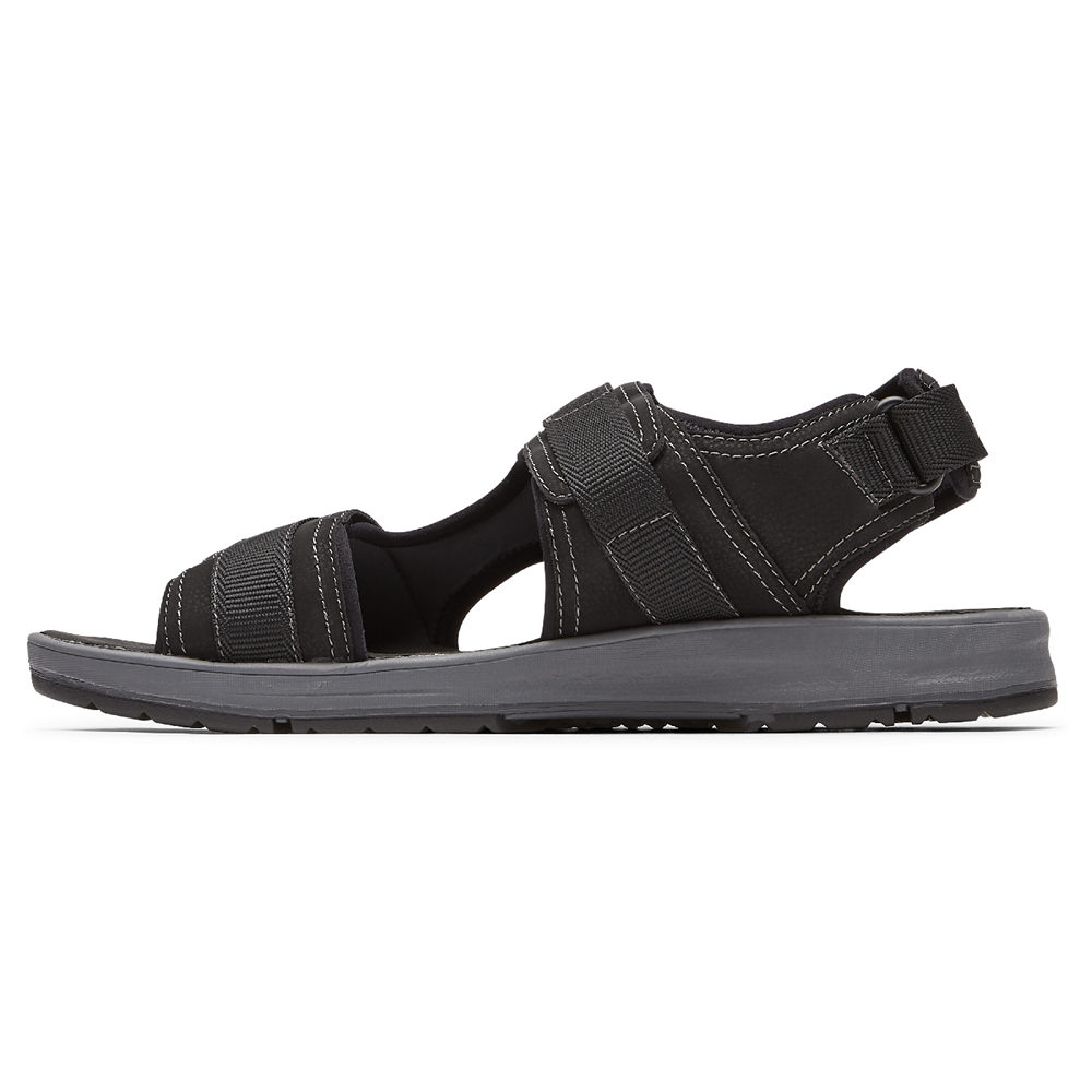 Rockport Sandals For Mens Black - Lucky Bay Sport 3 Strap - RX3154097